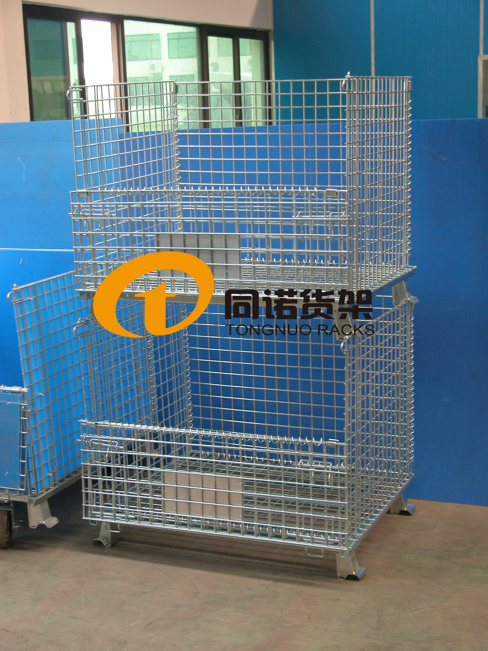 Wire Mesh Cage,Collapsible & Stackable Wire Mesh Containers,Metal Galvanized Wire Mesh Storage Cage